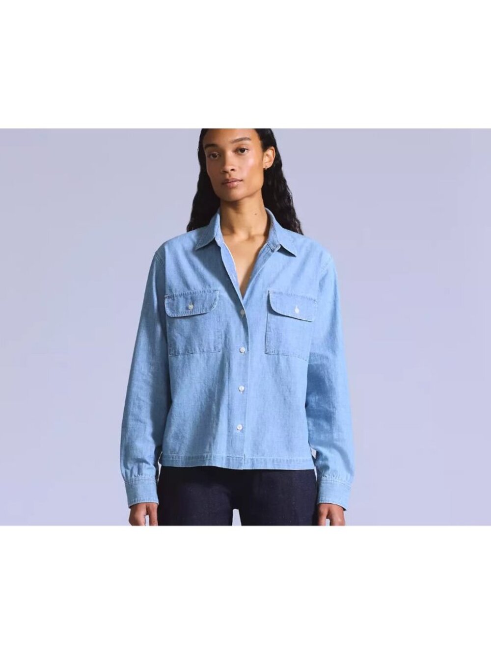 New Levi's Women's L Blue Tab Coral Shirt Chambray Medium Wash Large Japanese